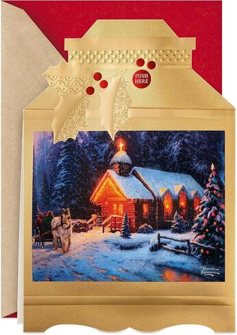 Hallmark Thomas Kinkade Christmas Card with Sound and Light (Lantern, O Holy Night) in Saudi Arabia