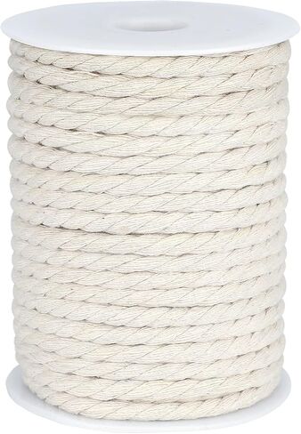 joycraft Macrame Cord, Off White Cotton Rope, 6mm x 32 Yard Natural White Cotton Macrame Rope, 3 Strand Twisted Cotton String for Wall Hanging, Plant Hangers, Macrame Supplies, DIY Crafts, Knitting in Saudi Arabia