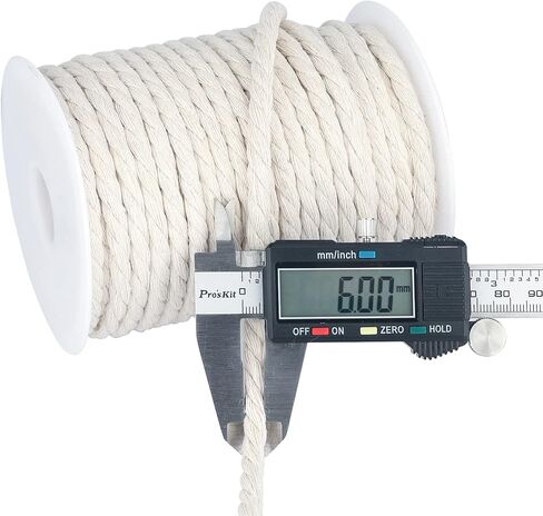 joycraft Macrame Cord, Off White Cotton Rope, 6mm x 32 Yard Natural White Cotton Macrame Rope, 3 Strand Twisted Cotton String for Wall Hanging, Plant Hangers, Macrame Supplies, DIY Crafts, Knitting in Saudi Arabia