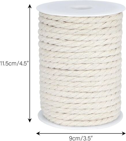 joycraft Macrame Cord, Off White Cotton Rope, 6mm x 32 Yard Natural White Cotton Macrame Rope, 3 Strand Twisted Cotton String for Wall Hanging, Plant Hangers, Macrame Supplies, DIY Crafts, Knitting in Saudi Arabia