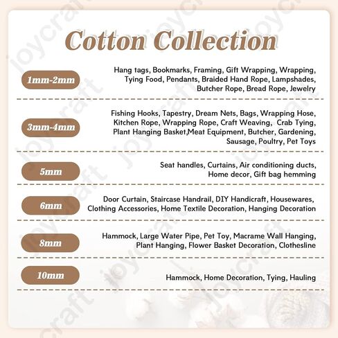 joycraft Macrame Cord, Off White Cotton Rope, 6mm x 32 Yard Natural White Cotton Macrame Rope, 3 Strand Twisted Cotton String for Wall Hanging, Plant Hangers, Macrame Supplies, DIY Crafts, Knitting in Saudi Arabia