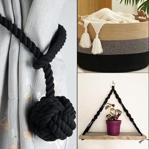joycraft Macrame Cord, Off White Cotton Rope, 6mm x 32 Yard Natural White Cotton Macrame Rope, 3 Strand Twisted Cotton String for Wall Hanging, Plant Hangers, Macrame Supplies, DIY Crafts, Knitting in Saudi Arabia