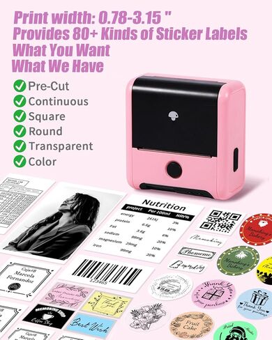 Memoking Bluetooth Label Maker Machine with Tape, Wide Waterproof Label, Versatile App with 40 Fonts and 450+ Icons, Inkless Labeler for Home, School, Office Organization, Kitchen, Pink in Kuwait