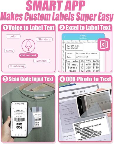 Memoking Bluetooth Label Maker Machine with Tape, Wide Waterproof Label, Versatile App with 40 Fonts and 450+ Icons, Inkless Labeler for Home, School, Office Organization, Kitchen, Pink in Kuwait