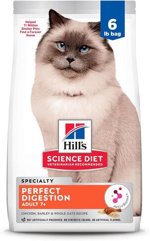 Hill's Science Diet الهضم المثالي، للكبار 7+، دعم الجهاز الهضمي، طعام جاف للقطط، الدجاج، الشعير، والشوفان الكامل، كيس 3.5 رطل in Kuwait