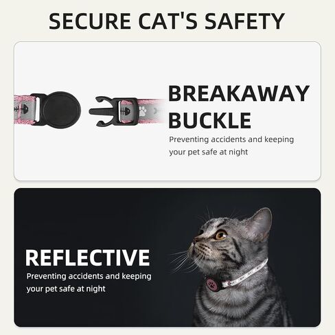 Waterproof Airtag Cat Collar, Reflective Cat Airtag Collar with Bell, Breakaway Cat Collar AirTag Holder, Lightweight Kitten Collar for Apple Air tag, Cat GPS Collars for Girl Boy Cats, Kitten (Pink) in Saudi Arabia