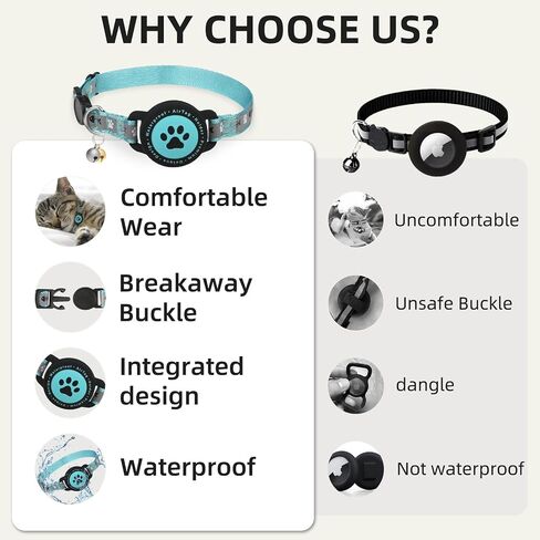 Waterproof Airtag Cat Collar, Reflective Cat Airtag Collar with Bell, Breakaway Cat Collar AirTag Holder, Lightweight Kitten Collar for Apple Air tag, Cat GPS Collars for Girl Boy Cats, Kitten (Pink) in Saudi Arabia