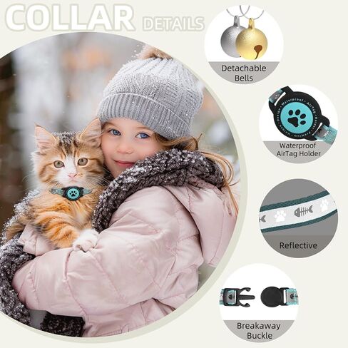 Waterproof Airtag Cat Collar, Reflective Cat Airtag Collar with Bell, Breakaway Cat Collar AirTag Holder, Lightweight Kitten Collar for Apple Air tag, Cat GPS Collars for Girl Boy Cats, Kitten (Pink) in Saudi Arabia
