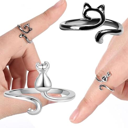 KYLELOVE Crochet Ring,Adjustable Crochet Yarn Tension Ring for Crocheting,4 Pcs Knitting Ring for Finger Tensioner Loop Cat Peacock Ring in Kuwait