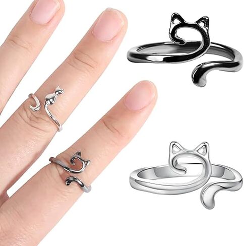 KYLELOVE Crochet Ring,Adjustable Crochet Yarn Tension Ring for Crocheting,4 Pcs Knitting Ring for Finger Tensioner Loop Cat Peacock Ring in Kuwait