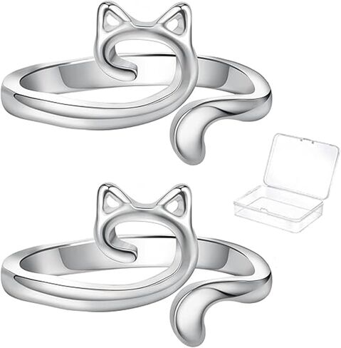 KYLELOVE Crochet Ring,Adjustable Crochet Yarn Tension Ring for Crocheting,4 Pcs Knitting Ring for Finger Tensioner Loop Cat Peacock Ring in Kuwait