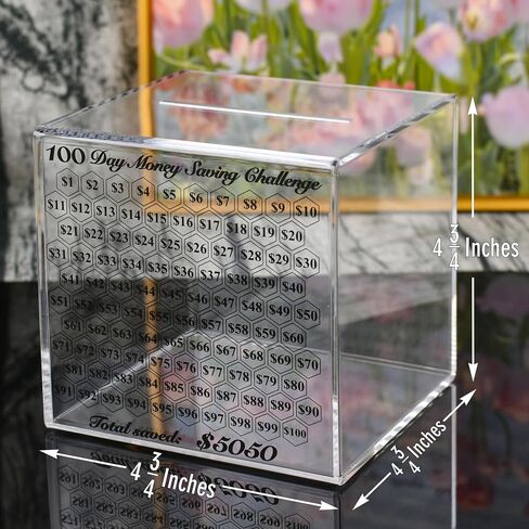 Piggy Bank for Adults, Unbreakable Piggy Bank, Clear Acrylic Money Box, 100 Day Money Saving Challenge Box for Cash Coin, Must Break to Open, Easy and Fun Way to Save $5,050 in Kuwait