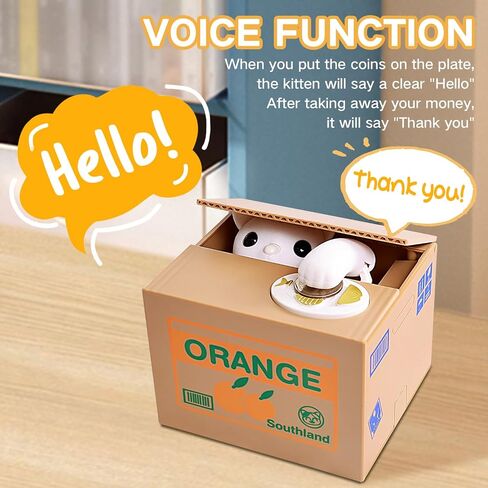 Piggy Bank Cat Stealing Money Coin Box, Electronic Cute Money Saving Coins Cans ATM Banks, Automatic Mischief Steal Money with English Speaking, Creative Toy Gift for Kids Boys Girls Adults Birthday in Kuwait