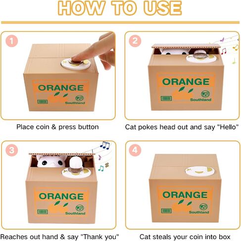 Piggy Bank Cat Stealing Money Coin Box, Electronic Cute Money Saving Coins Cans ATM Banks, Automatic Mischief Steal Money with English Speaking, Creative Toy Gift for Kids Boys Girls Adults Birthday in Kuwait