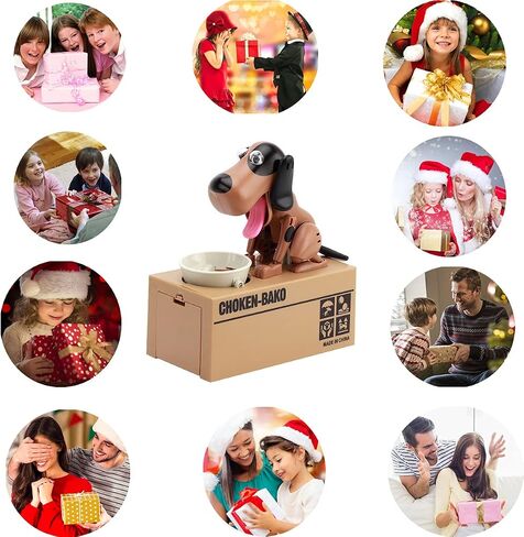 Dog Piggy Bank, My Dog Piggy Bank, Puppy Money Saving Box, Cute Automatic Stealing Coin Bank, Robotic Coin Munching Toy Money Box Gift (Brown) in Saudi Arabia