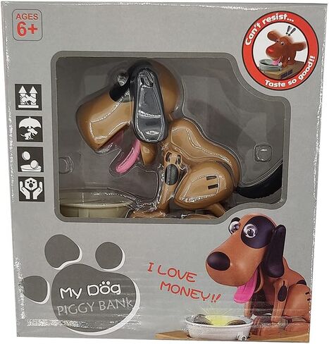 Dog Piggy Bank, My Dog Piggy Bank, Puppy Money Saving Box, Cute Automatic Stealing Coin Bank, Robotic Coin Munching Toy Money Box Gift (Brown) in Saudi Arabia