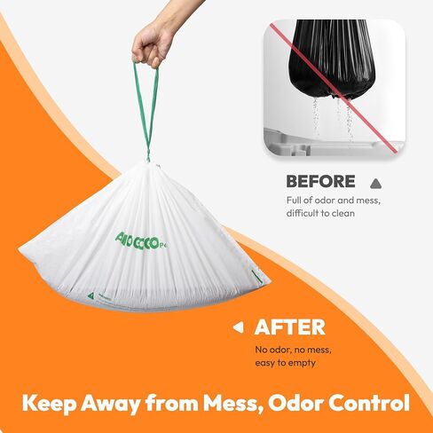 50 Pcs Litter Box Liner Bags, Compatible with Meowant MW-SC01, MW-SC02 and MW-LR01, Automatic Litter Box Heavy Duty Replacement Waste Bags, Drawstring Leak-proof Trash Bags, 18.5" x 12.6" in Kuwait