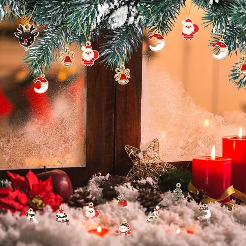 50 قطعة من المعلقات الرائعة لعيد الميلاد المجيد، سحر عيد الميلاد المينا الذهبية DIY سحر عيد الميلاد الصغير لقلادة وسوار وأقراط وصناعة المجوهرات والديكور in Kuwait