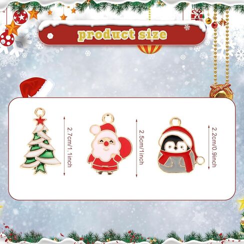 50 قطعة من المعلقات الرائعة لعيد الميلاد المجيد، سحر عيد الميلاد المينا الذهبية DIY سحر عيد الميلاد الصغير لقلادة وسوار وأقراط وصناعة المجوهرات والديكور in Kuwait