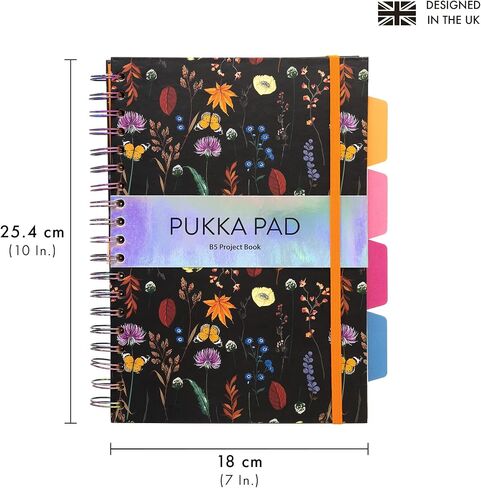 Pukka Pad 5 دفاتر ملاحظات حلزونية 3 عبوات - 200 صفحة، 100 ورقة من ورق 80 جرام في المتر المربع مع فواصل قابلة لإعادة تعيين وضعها وحواف مثقوبة للتخطيط والتنظيم في المدرسة والمكاتب - B5-7 X 10، بلوم in Kuwait