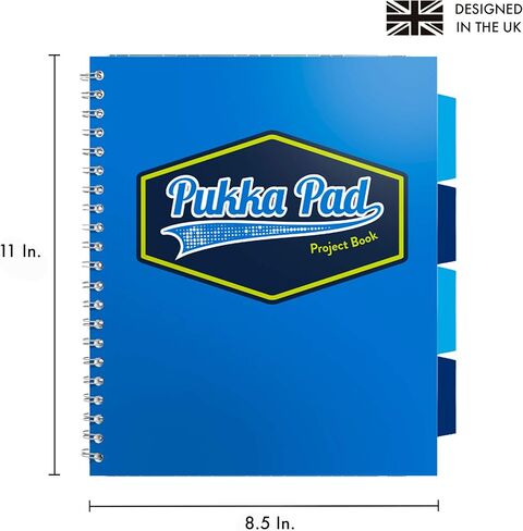 Pukka Pad 5 دفاتر ملاحظات حلزونية 3 عبوات - 200 صفحة، 100 ورقة من ورق 80 جرام في المتر المربع مع فواصل قابلة لإعادة تعيين وضعها وحواف مثقوبة للتخطيط والتنظيم في المدرسة والمكاتب - B5-7 X 10، بلوم in Kuwait