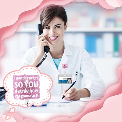 Namifin Retractable Badge Holder Retractable Badge Reels Lightweight Badge Reel with ID Clip for Nurse, Work, Office Workers, Nurses, Nursing, Doctor Supplies Gifts (I Match Energy - Pink) in Kuwait