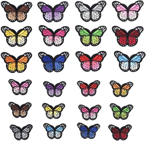 Artibetter Butterfly Patches Stickers Self Adhesive Clothes Patches Patchwork for Jacket Hat 12Colors 24Pcs in Saudi Arabia