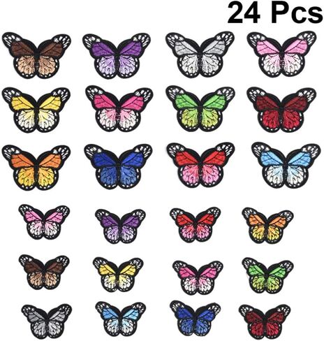 Artibetter Butterfly Patches Stickers Self Adhesive Clothes Patches Patchwork for Jacket Hat 12Colors 24Pcs in Saudi Arabia