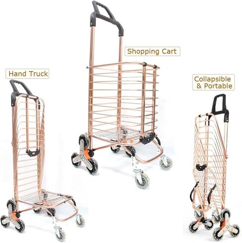 Stair Climbing Shopping Cart, Foldable,35L, Lightweight, 2 Waterproof Liners, Luggage/Laundry/Camping(Silver) in Saudi Arabia