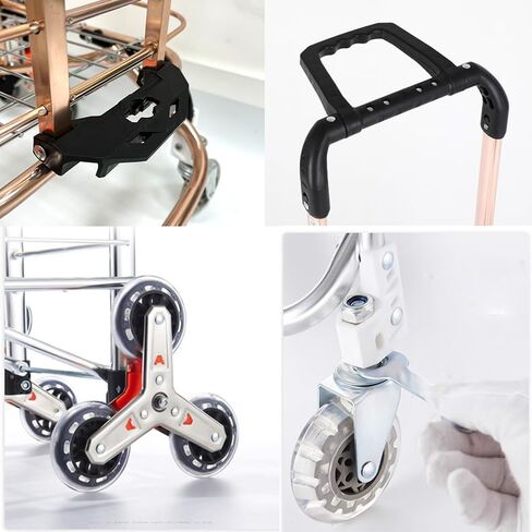 Stair Climbing Shopping Cart, Foldable,35L, Lightweight, 2 Waterproof Liners, Luggage/Laundry/Camping(Silver) in Saudi Arabia