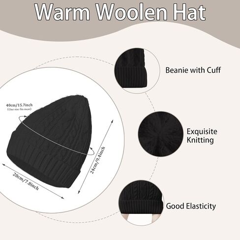 Women 4 in 1 Winter Warm Outdoor Set, with Knitted Beanie Hat Scarf Cold Weather Touchscreen Gloves W-M-M6 in Saudi Arabia