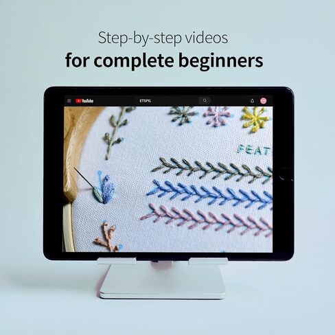ETSPIL Embroidery Kit for Adults, 2 Hoops, 4K Slow-Mo, Pre-Printed Patterns in Saudi Arabia