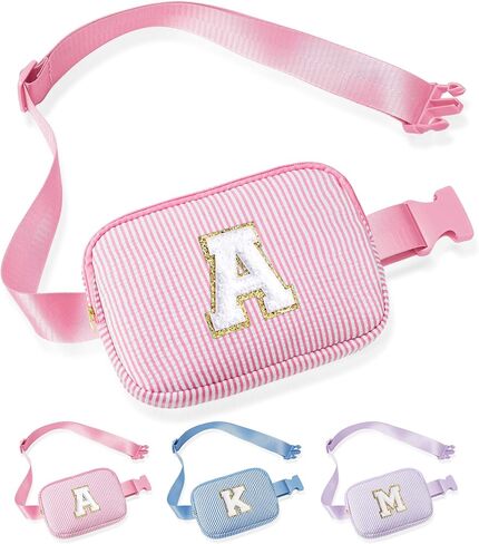 YOOLIFE Personalized Gifts for Girls Teens Kids - Fashion Mini Waist Packs with Adjustable Strap - Trendy Travel Fanny Pack Crossbody Bags with Initial Letter | Cute Teen Trendy Stuff Purple M in Kuwait