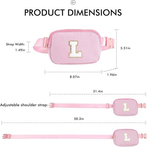 YOOLIFE Personalized Gifts for Girls Teens Kids - Fashion Mini Waist Packs with Adjustable Strap - Trendy Travel Fanny Pack Crossbody Bags with Initial Letter | Cute Teen Trendy Stuff Purple M in Kuwait