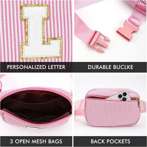 YOOLIFE Personalized Gifts for Girls Teens Kids - Fashion Mini Waist Packs with Adjustable Strap - Trendy Travel Fanny Pack Crossbody Bags with Initial Letter | Cute Teen Trendy Stuff Purple M in Kuwait