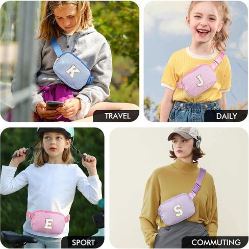 YOOLIFE Personalized Gifts for Girls Teens Kids - Fashion Mini Waist Packs with Adjustable Strap - Trendy Travel Fanny Pack Crossbody Bags with Initial Letter | Cute Teen Trendy Stuff Purple M in Kuwait