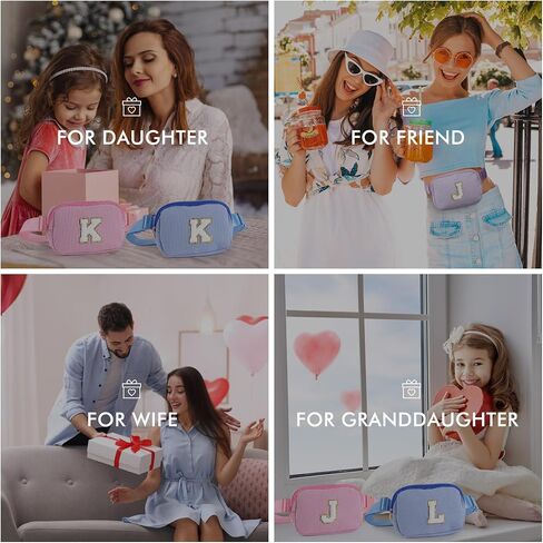 YOOLIFE Personalized Gifts for Girls Teens Kids - Fashion Mini Waist Packs with Adjustable Strap - Trendy Travel Fanny Pack Crossbody Bags with Initial Letter | Cute Teen Trendy Stuff Purple M in Kuwait