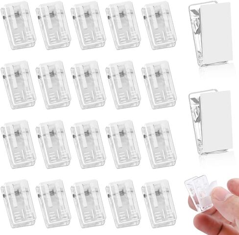 20 Pcs Self Adhesive Clips, Tapestry Clips Christmas Light Clips Sticky Clips Wall Clips Photo Poster Clips, Plastic Sticky Spring Clips for Hanging Christmas Lights Office Poster Photo, Clear in Kuwait