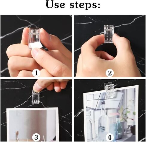 20 Pcs Self Adhesive Clips, Tapestry Clips Christmas Light Clips Sticky Clips Wall Clips Photo Poster Clips, Plastic Sticky Spring Clips for Hanging Christmas Lights Office Poster Photo, Clear in Kuwait