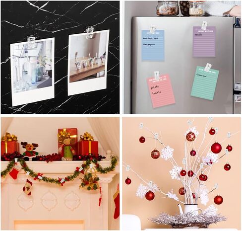 20 Pcs Self Adhesive Clips, Tapestry Clips Christmas Light Clips Sticky Clips Wall Clips Photo Poster Clips, Plastic Sticky Spring Clips for Hanging Christmas Lights Office Poster Photo, Clear in Kuwait