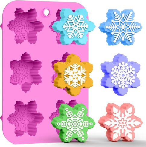 BUSOHA Christmas Silicone Soap Molds - Xmas Soap Candle Mold Set 3D Snowflake Molds for DIY Craft Home Gifts for Soap Candles Cake Biscuit Chocolate Ice Cube in Saudi Arabia