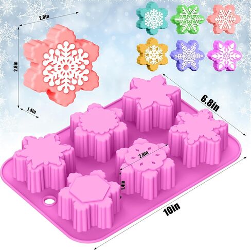 BUSOHA Christmas Silicone Soap Molds - Xmas Soap Candle Mold Set 3D Snowflake Molds for DIY Craft Home Gifts for Soap Candles Cake Biscuit Chocolate Ice Cube in Saudi Arabia