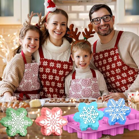 BUSOHA Christmas Silicone Soap Molds - Xmas Soap Candle Mold Set 3D Snowflake Molds for DIY Craft Home Gifts for Soap Candles Cake Biscuit Chocolate Ice Cube in Saudi Arabia