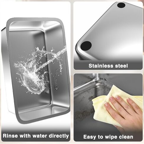TSAYAWA 2PACK Stainless Steel Cat Litter Box with High Sides Enclosure, Extra Large 23.62x15.75x13.77 inches, Easy Clean Non-Stick, Open Top,Includes lid Cat Scoop in Saudi Arabia