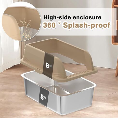 TSAYAWA 2PACK Stainless Steel Cat Litter Box with High Sides Enclosure, Extra Large 23.62x15.75x13.77 inches, Easy Clean Non-Stick, Open Top,Includes lid Cat Scoop in Saudi Arabia
