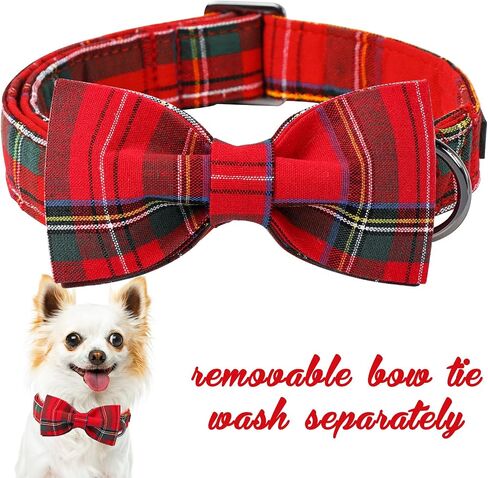 Unique style paws Christmas Dog and Cat Collar with Bow Pet Gift Adjustable Soft and Comfy Bowtie Collars for Small Medium Large Dogs in Saudi Arabia