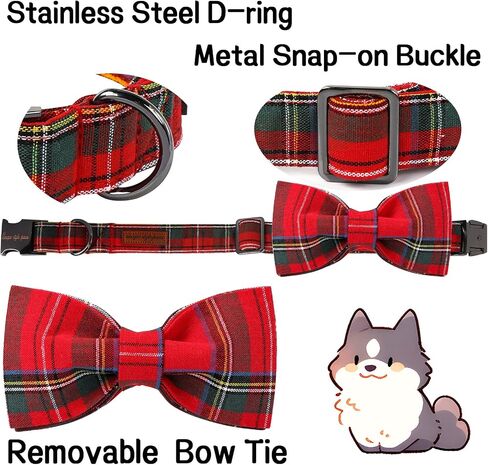 Unique style paws Christmas Dog and Cat Collar with Bow Pet Gift Adjustable Soft and Comfy Bowtie Collars for Small Medium Large Dogs in Saudi Arabia
