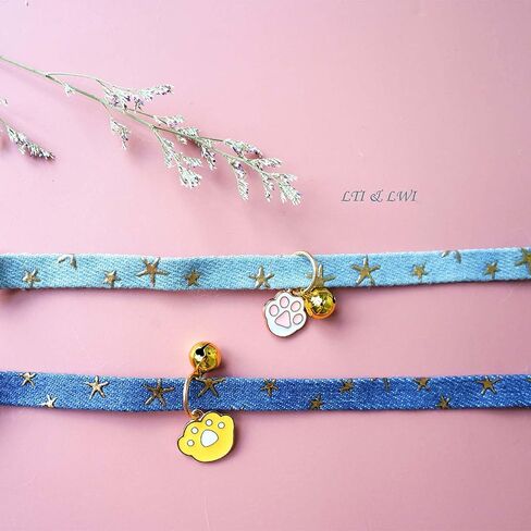 2 Pack Cotton Breakaway Cat Collars with Bell Flower Pendant Kitty Kitten Collars Pink Purple Collar for Female Girl Cats Male Boy Cats in Saudi Arabia