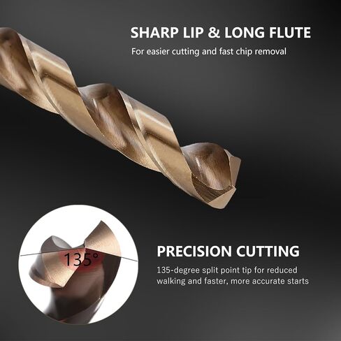 10-Piece 4mm M35 Cobalt Steel Twist Drill Bit Set for Hard Metals | 135° Split Point Prevents Walking; Dual Flute Speeds Up Chip Removal; Chamfered Straight Shank; Transparent PP Storage Case in Saudi Arabia