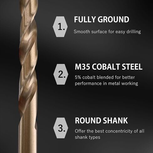 10-Piece 4mm M35 Cobalt Steel Twist Drill Bit Set for Hard Metals | 135° Split Point Prevents Walking; Dual Flute Speeds Up Chip Removal; Chamfered Straight Shank; Transparent PP Storage Case in Saudi Arabia